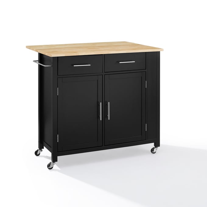 Crosley Savannah Black Drop Leaf Kitchen Island Cart CRSL-CF3031NA-BK