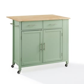 Crosley Savannah Mint Drop Leaf Kitchen Island Cart