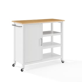 Crosley Tristan White Natural Open Kitchen Island Cart