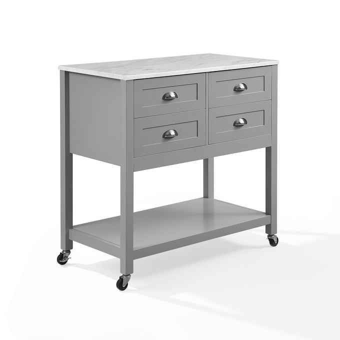 Crosley Connell Gray White Kitchen Island Cart CRSL-CF3036WM-GY