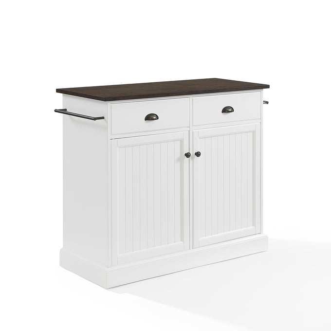 Crosley Shoreline White Dark Brown Kitchen Island CRSL-CF3038BR-WH