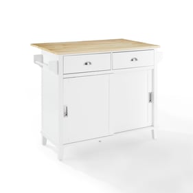 Crosley Cora White Natural Drop Leaf Kitchen Island