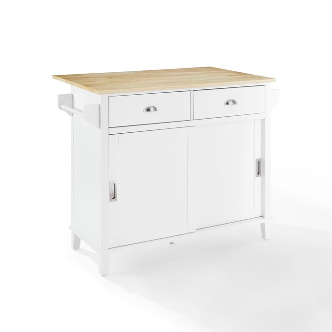 Crosley Cora White Natural Drop Leaf Kitchen Island CRSL-CF3039NA-WH