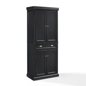 Crosley Seaside Distressed Black Kitchen Storage Pantry