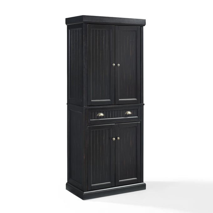 Crosley Seaside Distressed Black Kitchen Storage Pantry CRSL-CF3103-BK