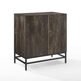 Crosley Jacobsen Brown Ash Matte Black Bar Cabinet