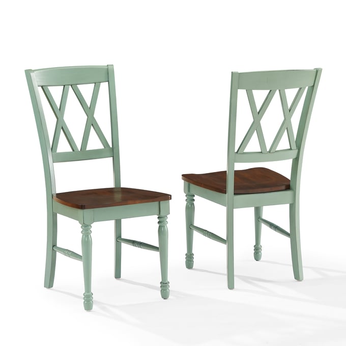 2 Crosley Shelby Distressed Teal Dining Chairs CRSL-CF501018-TL