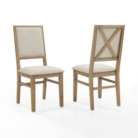 2 Crosley Joanna Creme Rustic Brown Dining Chairs