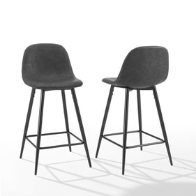 2 Crosley Weston Matte Distressed Black Counter Height Stools