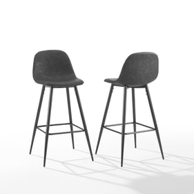 2 Crosley Weston Matte Distressed Black Bar Stools