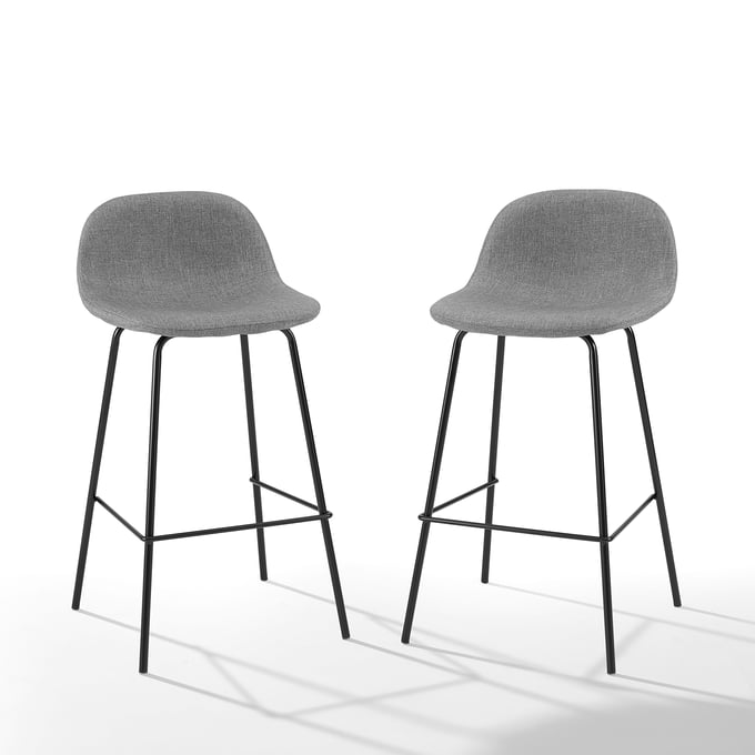 2 Crosley Riley Matte Black Gray Counter Height Stools CRSL-CF501725-GY