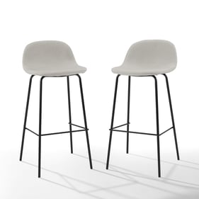 2 Crosley Riley Matte Black Oatmeal Bar Stools