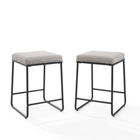 2 Crosley Beckett Matte Black Gray Counter Height Stools