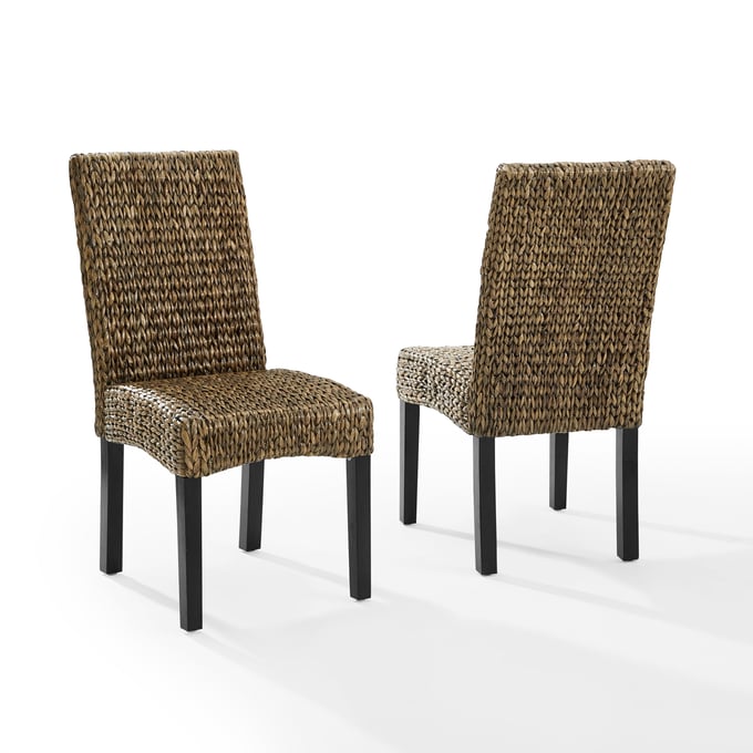 2 Crosley Edgewater Dark Brown Seagrass Dining Chairs CRSL-CF502418-SG