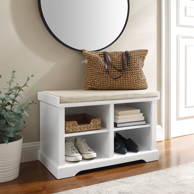 Crosley Brennan Entryway Storage Shelf Bookcase, White