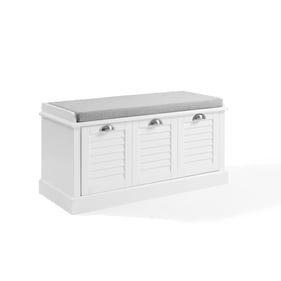 Crosley Ellison White Gray Entryway Storage Bench