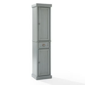 Crosley Seaside Distressed Gray Tall Linen Storage Cabinet