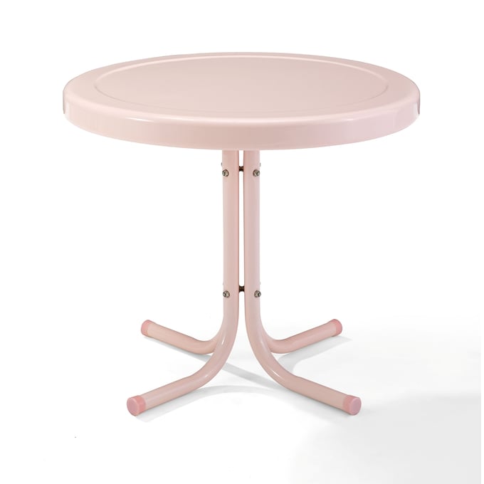 Crosley Griffith Pastel Pink Gloss Retro Outdoor Side Table CRSL-CO1011A-PI