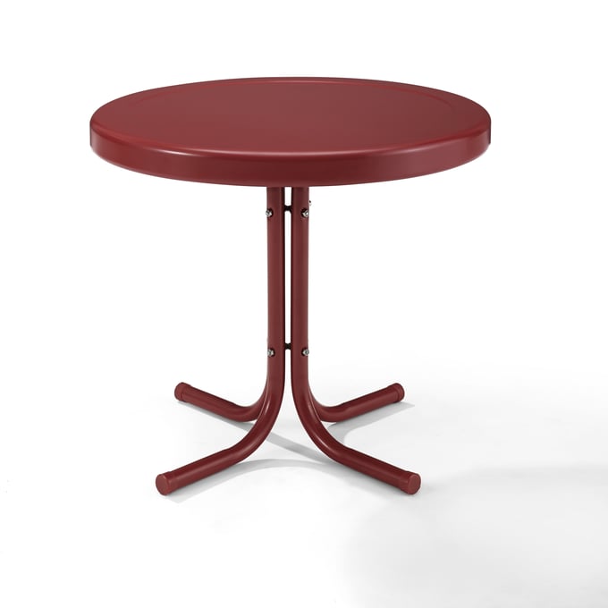 Crosley Griffith Dark Red Satin Retro Outdoor Side Table CRSL-CO1011A-RE