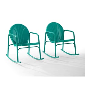 2 Crosley Griffith Turquoise Gloss Retro Outdoor Rocking Chairs