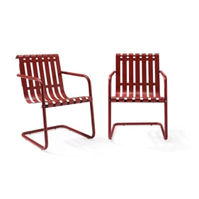 2 Crosley Gracie Dark Red Satin Retro Outdoor Chairs