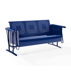 Crosley Bates Navy Gloss Retro Outdoor Glider Sofa