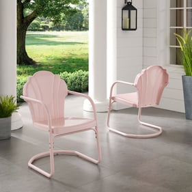 2 Crosley Tulip Pastel Pink Gloss Retro Outdoor Chairs