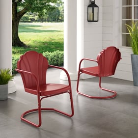 2 Crosley Tulip Dark Red Satin Retro Outdoor Chairs