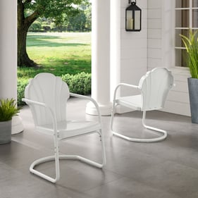 2 Crosley Tulip White Satin Retro Outdoor Chairs