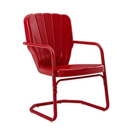 2 Crosley Ridgeland Bright Red Gloss Retro Outdoor Chairs