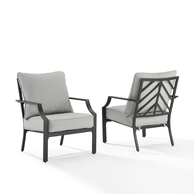 2 Crosley Otto Gray Outdoor Armchairs CRSL-CO6293MB-GY