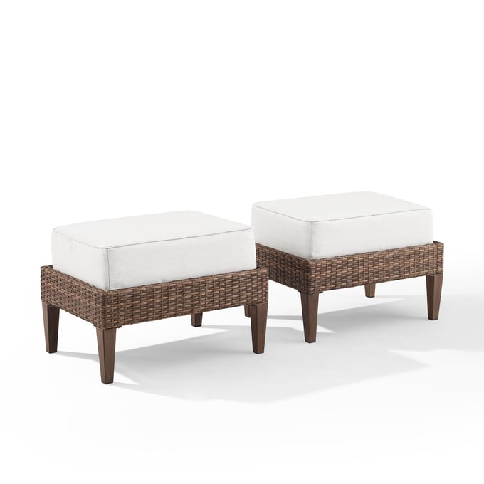 2 Crosley Capella Creme Brown Outdoor Ottomans CRSL-CO6335-BR