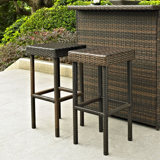 2 Crosley Palm Harbor Brown Backless Outdoor Bar Stools CRSL-CO7108-BR