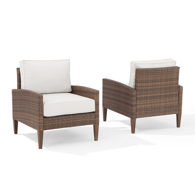 2 Crosley Capella Creme Brown Outdoor Armchairs CRSL-CO7168-BR