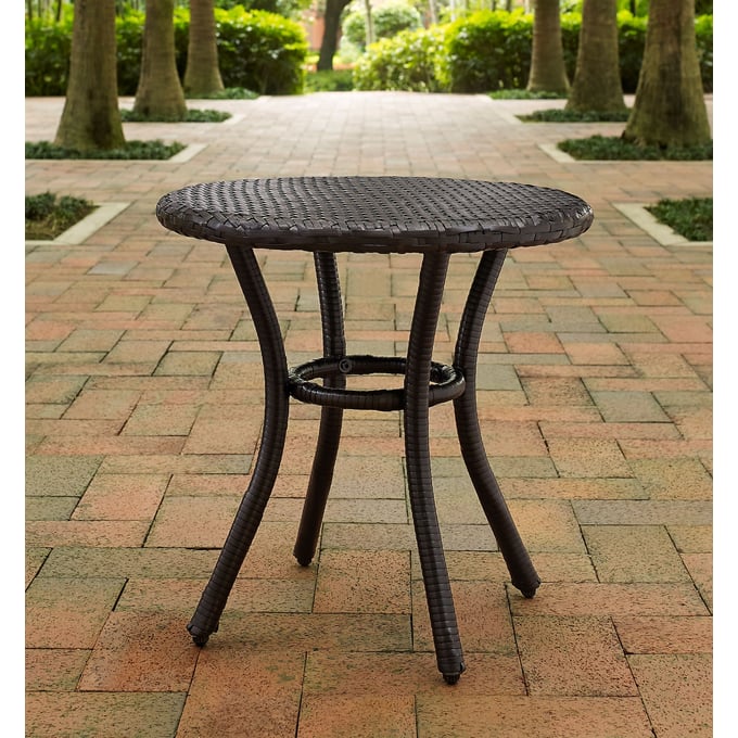 Crosley Palm Harbor Brown Round Outdoor Side Table CRSL-CO7217-BR