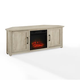 Crosley Camden Frosted Oak Corner 58 Inch TV Stand with Fireplace