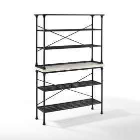 Crosley Madeleine Matte Black White Kitchen Storage Bakers Rack