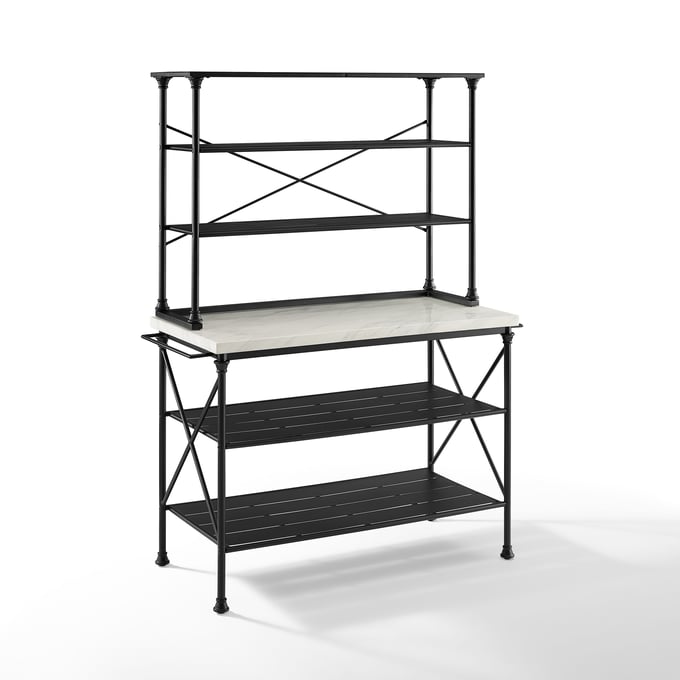 Crosley Madeleine Matte Black White Kitchen Island and Hutch CRSL-KF13031MB