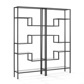 Crosley Sloane Matte Black 2pc Etagere Bookcase Set