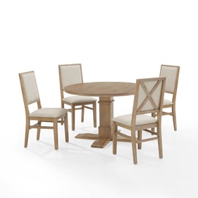 Crosley Joanna Creme Rustic Brown 5pc Round Dining Set