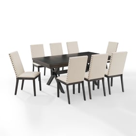 Crosley Hayden Creme Slate 9pc Dining Set with Upholstered Chairs