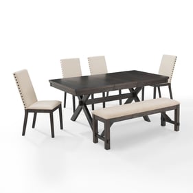 Crosley Hayden Creme Slate 6pc Dining Set with Upholstered Chairs