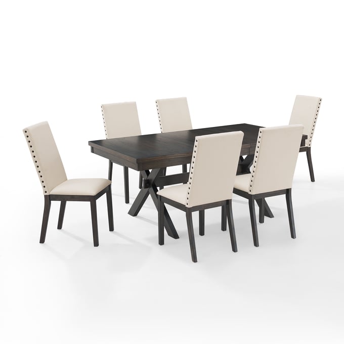 Crosley Hayden Creme Slate 7pc Dining Set with Upholstered Chairs CRSL-KF13076SL