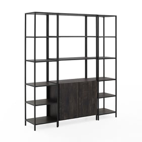 Crosley Jacobsen Matte Black Brown Ash 3pc Etagere Set