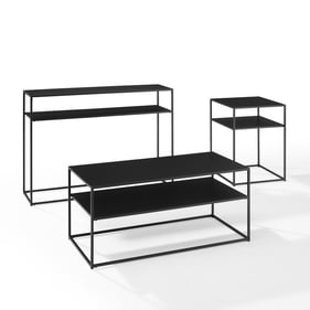 Crosley Braxton Matte Black 3pc Coffee Table Set