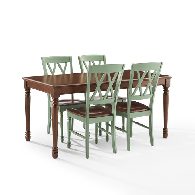 Crosley Shelby Distressed Teal Dark Cherry 5pc Dining Room Set CRSL-KF20003-TL