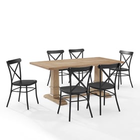 Crosley Joanna Rustic Brown Matte Black 7pc Dining Set