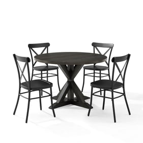 Crosley Hayden Slate Matte Black 5pc Round Dining Set