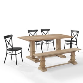 Crosley Joanna Rustic Brown Matte Black 6pc Dining Set