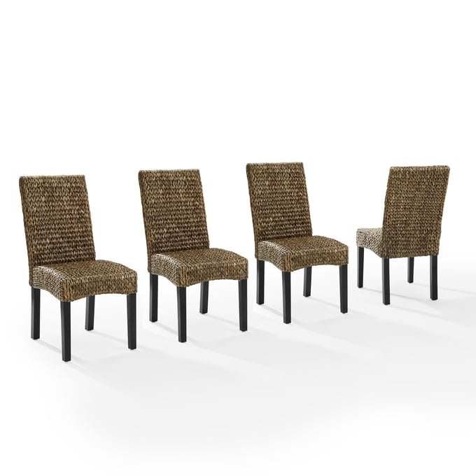 4 Crosley Edgewater Dark Brown Seagrass Dining Chairs CRSL-KF20029SG